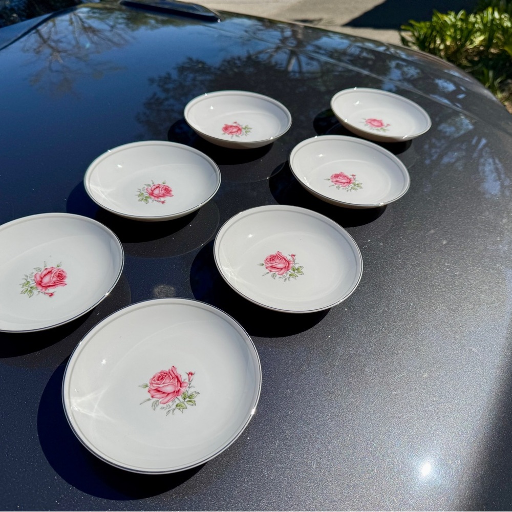 Imperial Rose FINE CHINA OF JAPAN Floral White Porcelain Saucer Set